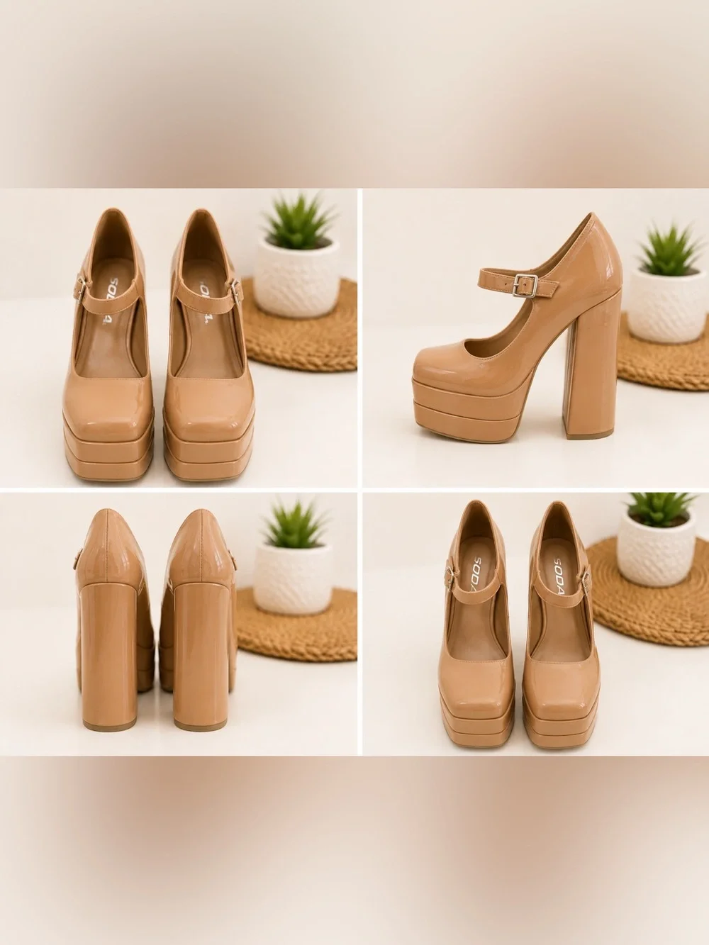 Women’s Tan Platform Mary Jane Heels